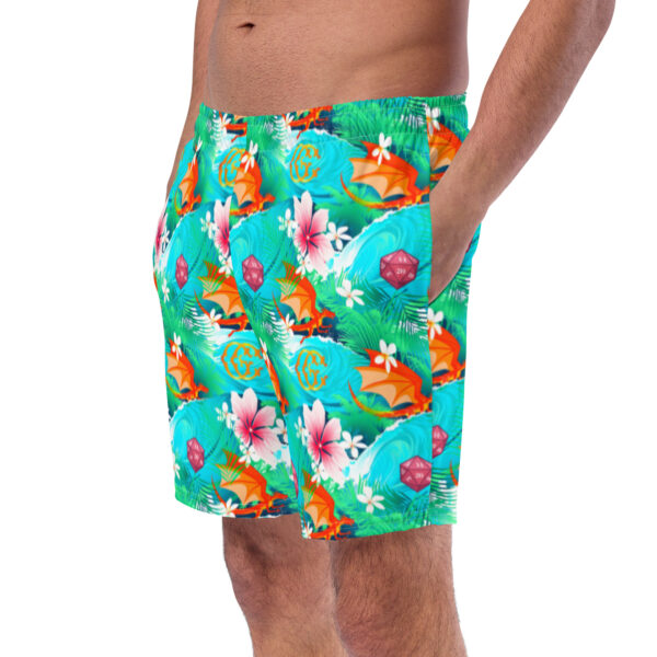 Dragon Hawaiian Print Swim Trunks