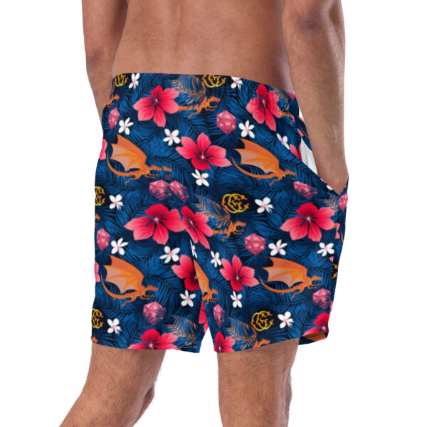 Dark Dragon Hawaiian Print Swim Trunks - Image 2
